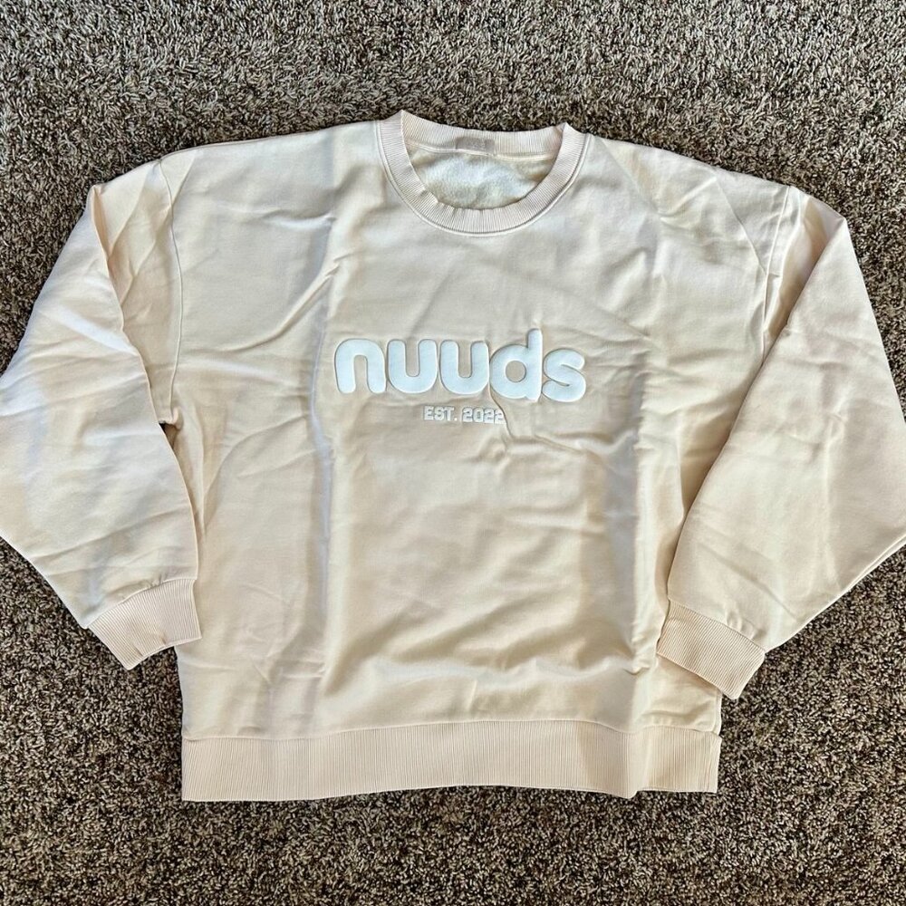 NWT Nuuds Birthday Anniversary Sweatshirt Ivory Size Large